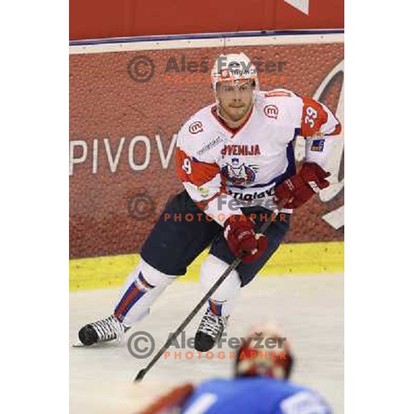 Jan Mursak of Slovenia in action during ice-hockey match Slovenia-Italy at EIHC challenge tournament in Hala Tivoli, Ljubljana, Slovenia on November 8,2012 