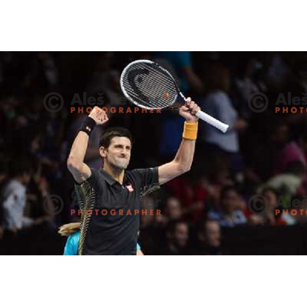 Novak Djokovic of Serbia in action during ATP Finals tournament in O2 Arena, London, Great Britain on November 2012 
