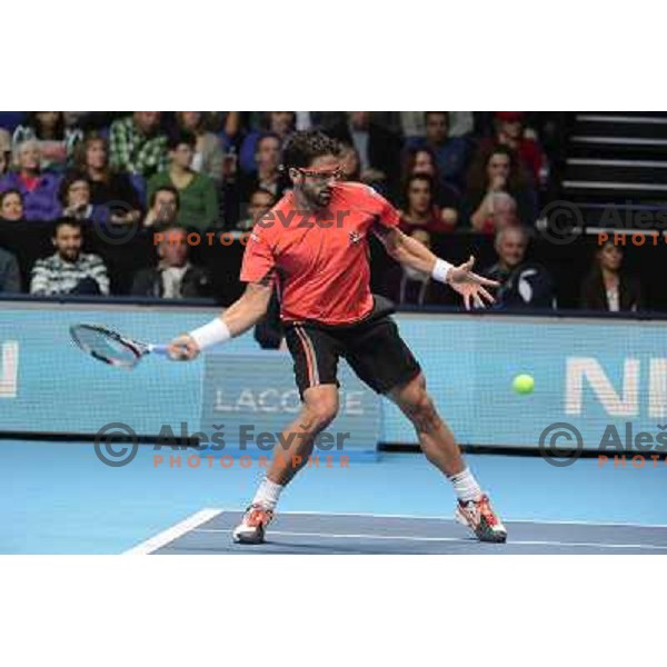 Janko Tipsarevic of Serbia in action during ATP Finals tournament in O2 Arena, London, Great Britain on November 2012 