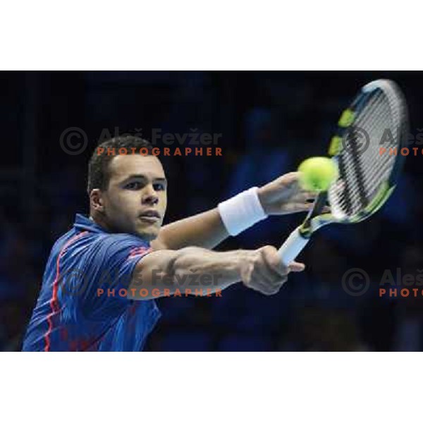 Jo-Willfried Tsonga of France in action during ATP Finals tournament in O2 Arena, London, Great Britain on November 2012 