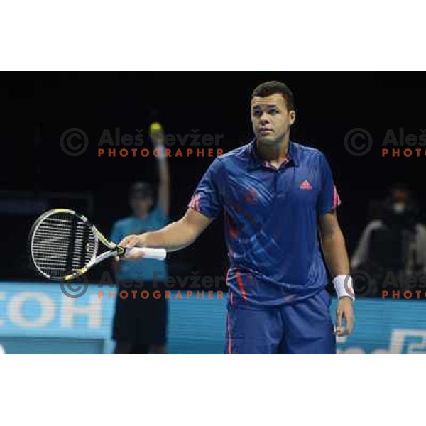 Jo-Willfried Tsonga of France in action during ATP Finals tournament in O2 Arena, London, Great Britain on November 2012 