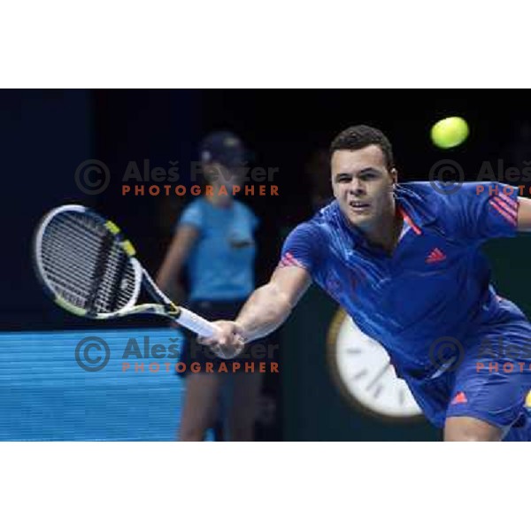 Jo-Willfried Tsonga of France in action during ATP Finals tournament in O2 Arena, London, Great Britain on November 2012 