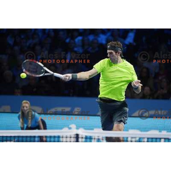 Juan Martin del Potro of Argentina in action during ATP Finals tournament in O2 Arena, London, Great Britain on November 2012 