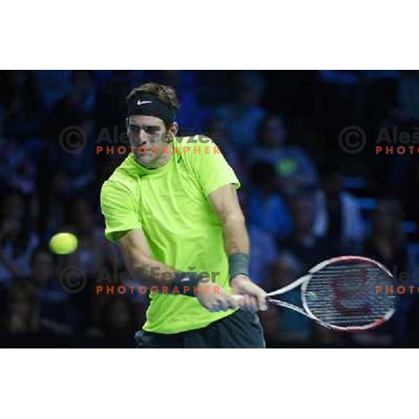 Juan Martin del Potro of Argentina in action during ATP Finals tournament in O2 Arena, London, Great Britain on November 2012 