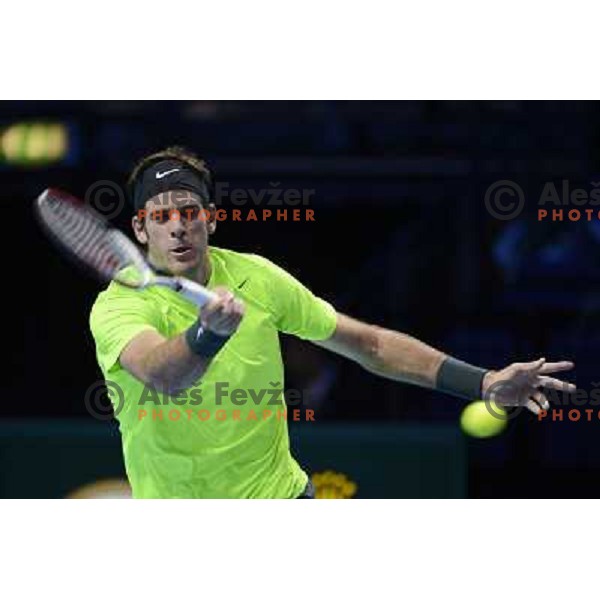 Juan Martin del Potro of Argentina in action during ATP Finals tournament in O2 Arena, London, Great Britain on November 2012 