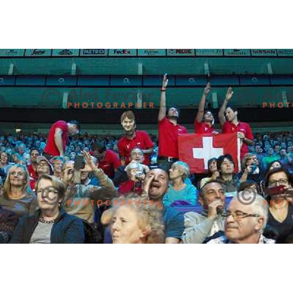 Swiss fans in action during ATP Finals tournament in O2 Arena, London, Great Britain on November 2012 
