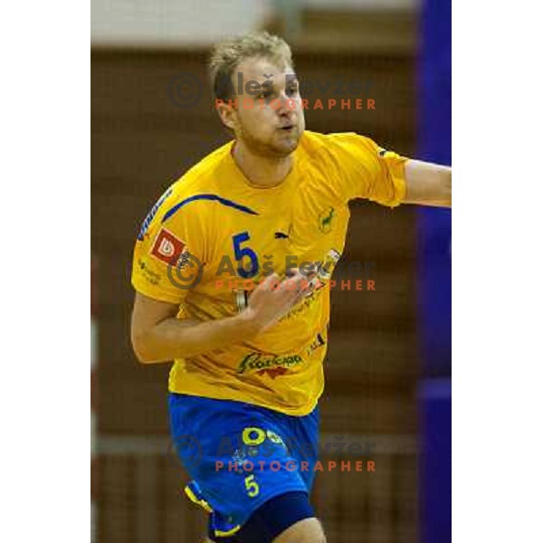 Ziga Mlakar in action during handball match Maribor Branik - Celje pivovarno Laško, 1.NLB leasing league, played in Tabor Hall in Maribor, Slovenija on November 10, 2012 