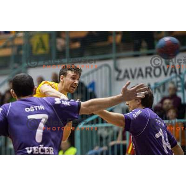 in action during handball match Maribor Branik - Celje pivovarno Laško, 1.NLB leasing league, played in Tabor Hall in Maribor, Slovenija on November 10, 2012 