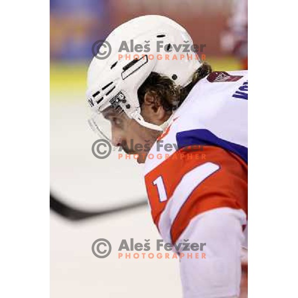 Anze Kopitar of Slovenia in action during ice-hockey match Slovenia-Austria at EIHC tournament in Hala Tivoli, Ljubljana, Slovenia on November 10,2012 