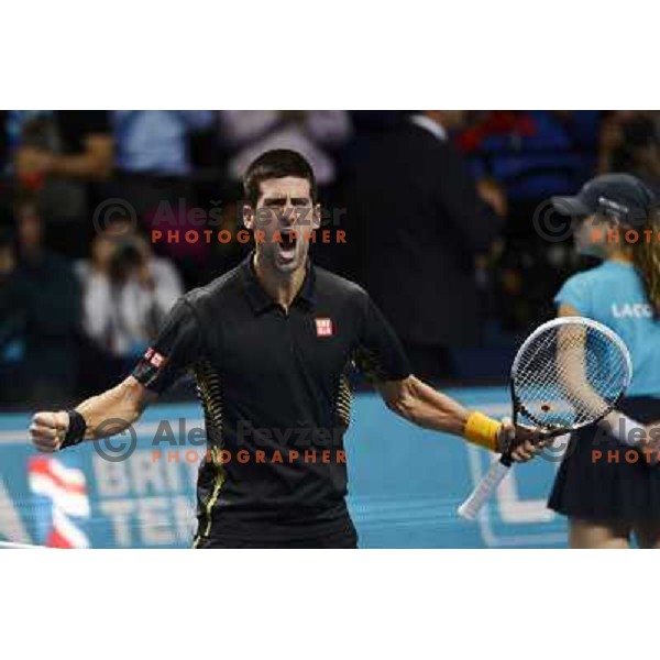 Novak Djokovic of Serbia, winner of ATP World Tour Finals tournament in O2 Arena, London, Great Britain on November 12, 2012 