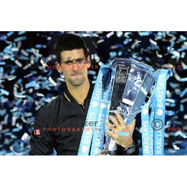 Novak Djokovic of Serbia, winner of ATP World Tour Finals tournament in O2 Arena, London, Great Britain on November 12, 2012 