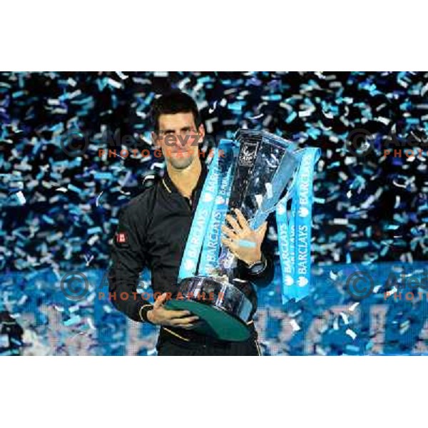 Novak Djokovic of Serbia, winner of ATP World Tour Finals tournament in O2 Arena, London, Great Britain on November 12, 2012 