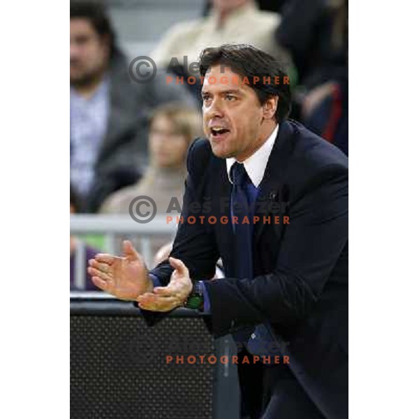Saso Filipovski, head coach of Union Olimpija in action during basketball game Union Olimpija Ljubljana- Mapooro Cantu in round 6 of Turkish Airlines Euroleague 2012/13 played in Arena Stozice, Ljubljana, Slovenia on November 15, 2012 