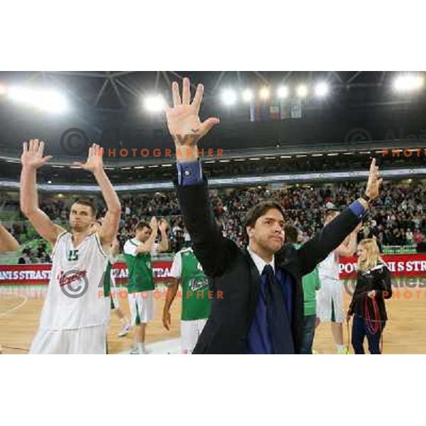 Saso Filipovski, head coach of Union Olimpija in action during basketball game Union Olimpija Ljubljana- Mapooro Cantu in round 6 of Turkish Airlines Euroleague 2012/13 played in Arena Stozice, Ljubljana, Slovenia on November 15, 2012 