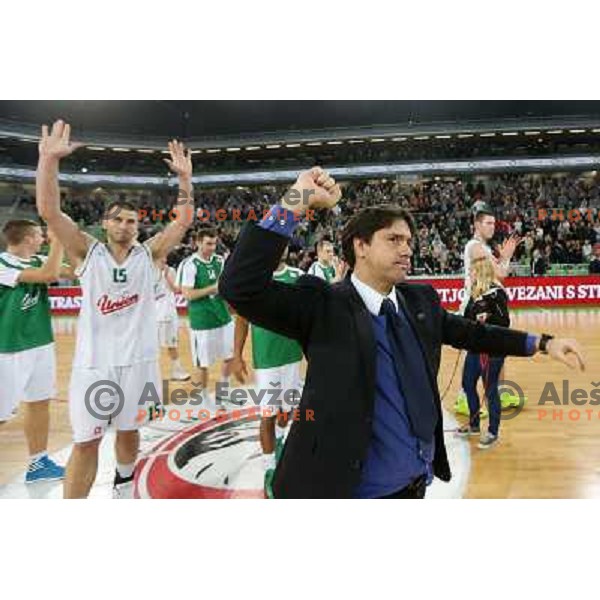 Saso Filipovski, head coach of Union Olimpija in action during basketball game Union Olimpija Ljubljana- Mapooro Cantu in round 6 of Turkish Airlines Euroleague 2012/13 played in Arena Stozice, Ljubljana, Slovenia on November 15, 2012 