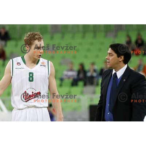 Saso Filipovski, head coach of Union Olimpija in action during basketball game Union Olimpija Ljubljana- Mapooro Cantu in round 6 of Turkish Airlines Euroleague 2012/13 played in Arena Stozice, Ljubljana, Slovenia on November 15, 2012 