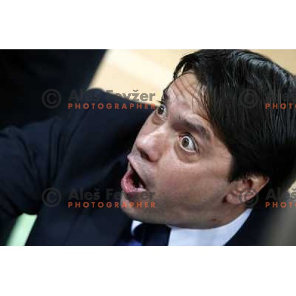 Saso Filipovski, head coach of Union Olimpija in action during basketball game Union Olimpija Ljubljana- Mapooro Cantu in round 6 of Turkish Airlines Euroleague 2012/13 played in Arena Stozice, Ljubljana, Slovenia on November 15, 2012 