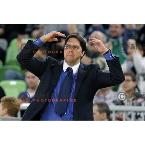 Saso Filipovski, head coach of Union Olimpija in action during basketball game Union Olimpija Ljubljana- Mapooro Cantu in round 6 of Turkish Airlines Euroleague 2012/13 played in Arena Stozice, Ljubljana, Slovenia on November 15, 2012 