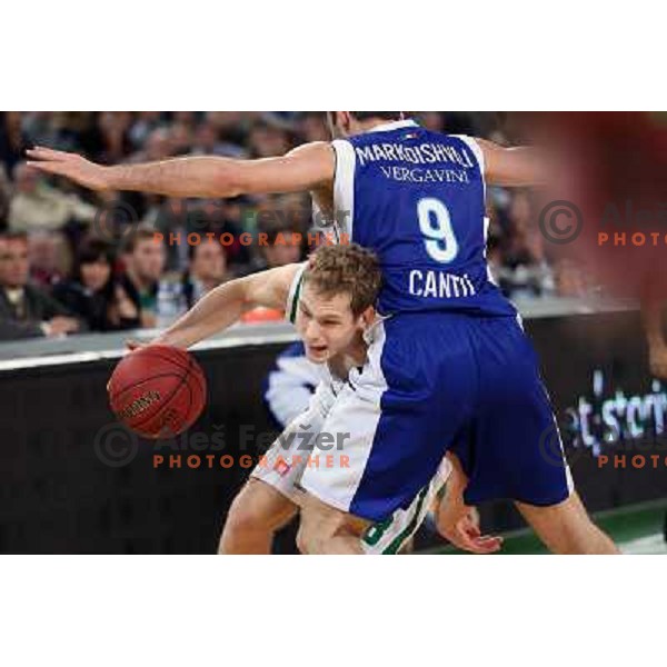 Jaka Blazic of Union Olimpija in action during basketball game Union Olimpija Ljubljana- Mapooro Cantu in round 6 of Turkish Airlines Euroleague 2012/13 played in Arena Stozice, Ljubljana, Slovenia on November 15, 2012 