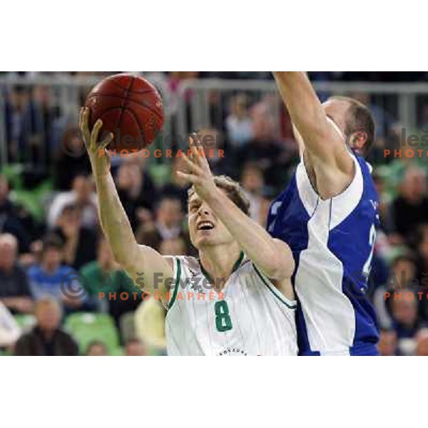 Jaka Blazic of Union Olimpija in action during basketball game Union Olimpija Ljubljana- Mapooro Cantu in round 6 of Turkish Airlines Euroleague 2012/13 played in Arena Stozice, Ljubljana, Slovenia on November 15, 2012 