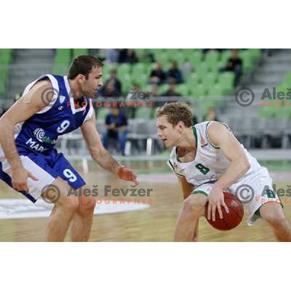 Jaka Blazic of Union Olimpija in action during basketball game Union Olimpija Ljubljana- Mapooro Cantu in round 6 of Turkish Airlines Euroleague 2012/13 played in Arena Stozice, Ljubljana, Slovenia on November 15, 2012 
