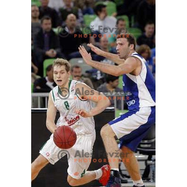 Jaka Blazic of Union Olimpija in action during basketball game Union Olimpija Ljubljana- Mapooro Cantu in round 6 of Turkish Airlines Euroleague 2012/13 played in Arena Stozice, Ljubljana, Slovenia on November 15, 2012 