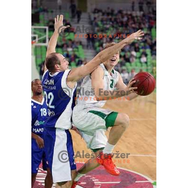 Jaka Blazic of Union Olimpija in action during basketball game Union Olimpija Ljubljana- Mapooro Cantu in round 6 of Turkish Airlines Euroleague 2012/13 played in Arena Stozice, Ljubljana, Slovenia on November 15, 2012 