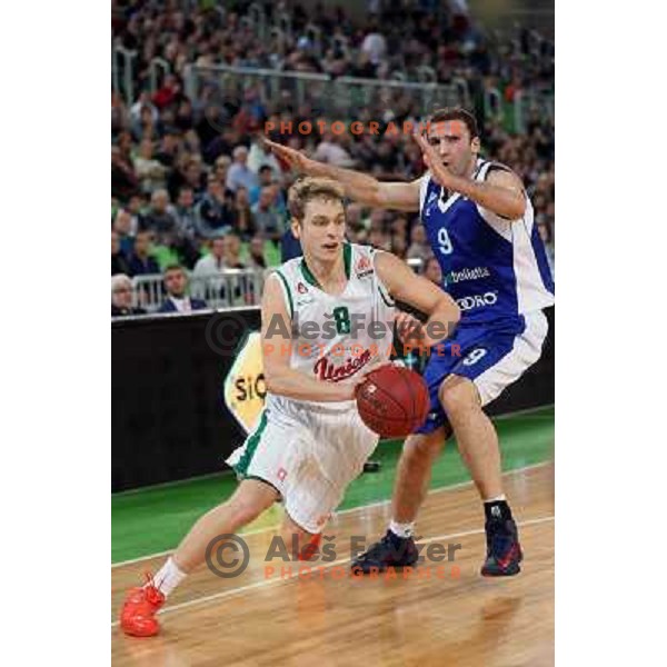 Jaka Blazic of Union Olimpija in action during basketball game Union Olimpija Ljubljana- Mapooro Cantu in round 6 of Turkish Airlines Euroleague 2012/13 played in Arena Stozice, Ljubljana, Slovenia on November 15, 2012 