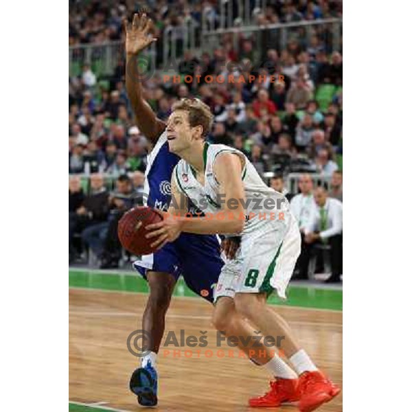 Jaka Blazic of Union Olimpija in action during basketball game Union Olimpija Ljubljana- Mapooro Cantu in round 6 of Turkish Airlines Euroleague 2012/13 played in Arena Stozice, Ljubljana, Slovenia on November 15, 2012 