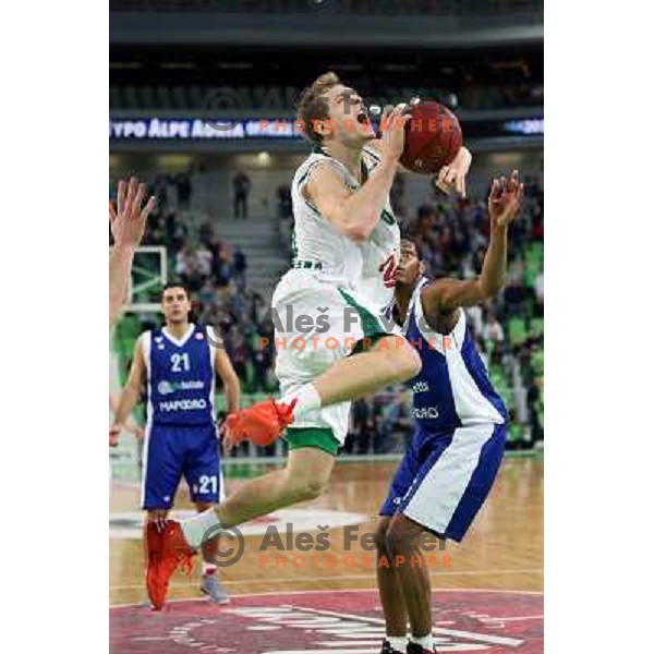 Jaka Blazic of Union Olimpija in action during basketball game Union Olimpija Ljubljana- Mapooro Cantu in round 6 of Turkish Airlines Euroleague 2012/13 played in Arena Stozice, Ljubljana, Slovenia on November 15, 2012 