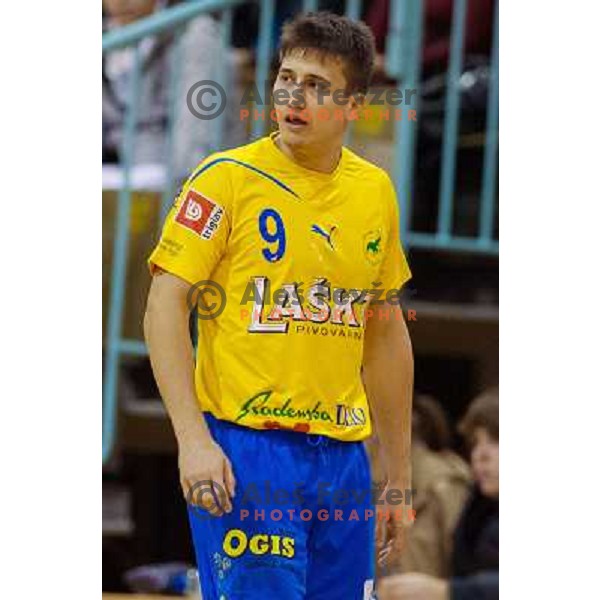 David Razgor in action during handball match Maribor Branik - Celje pivovarno Laško, 1.NLB leasing league, played in Tabor Hall in Maribor, Slovenija on November 10, 2012 