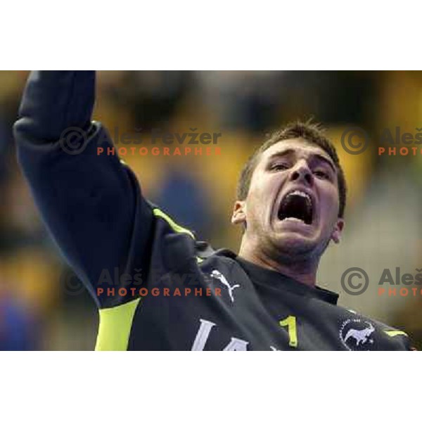 Urban Lesjak of RK Celje Pivovarna Lasko in action during handball game RK Celje Pivovarna Lasko-THW Kiel in Velux EHF Champions league, played in Zlatorog Hall, Celje, Slovenia on November 17,2012 