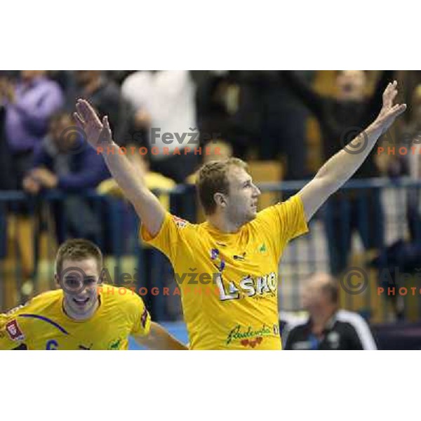 Ziga Mlakar of Celje Pivovarna Lasko in action during handball match RK Celje Pivovarna Lasko-THW Kiel in EHF men\'s Champions league, played in Arena Zlatorog in Celje, Slovenia on November 17, 2012 
