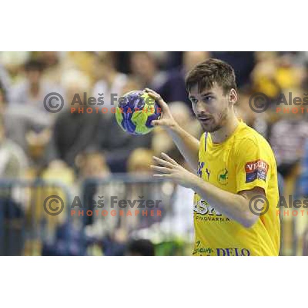 Mate Lekai of Celje Pivovarna Lasko in action during handball match RK Celje Pivovarna Lasko-THW Kiel in EHF men\'s Champions league, played in Arena Zlatorog in Celje, Slovenia on November 17, 2012 