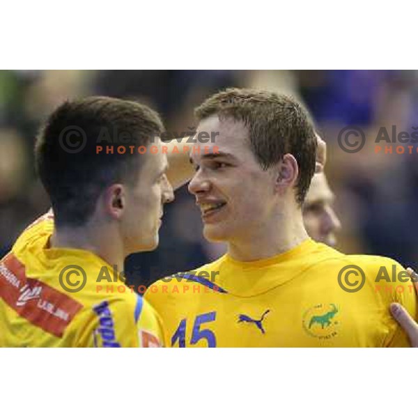 Vid Poteko of Celje Pivovarna Lasko in action during handball match RK Celje Pivovarna Lasko-THW Kiel in EHF men\'s Champions league, played in Arena Zlatorog in Celje, Slovenia on November 17, 2012 