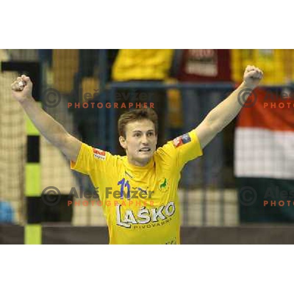 Nikola Ranevski of Celje Pivovarna Lasko in action during handball match RK Celje Pivovarna Lasko-THW Kiel in EHF men\'s Champions league, played in Arena Zlatorog in Celje, Slovenia on November 17, 2012 