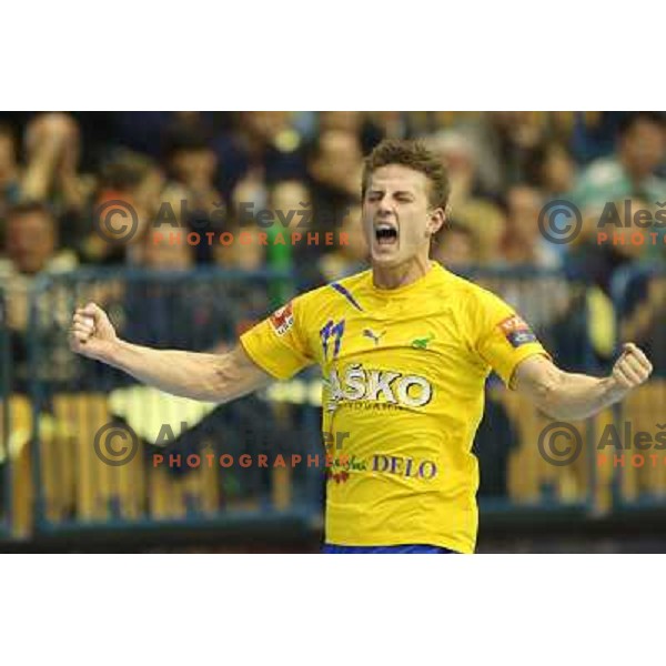 Nikola Ranevski of Celje Pivovarna Lasko in action during handball match RK Celje Pivovarna Lasko-THW Kiel in EHF men\'s Champions league, played in Arena Zlatorog in Celje, Slovenia on November 17, 2012 