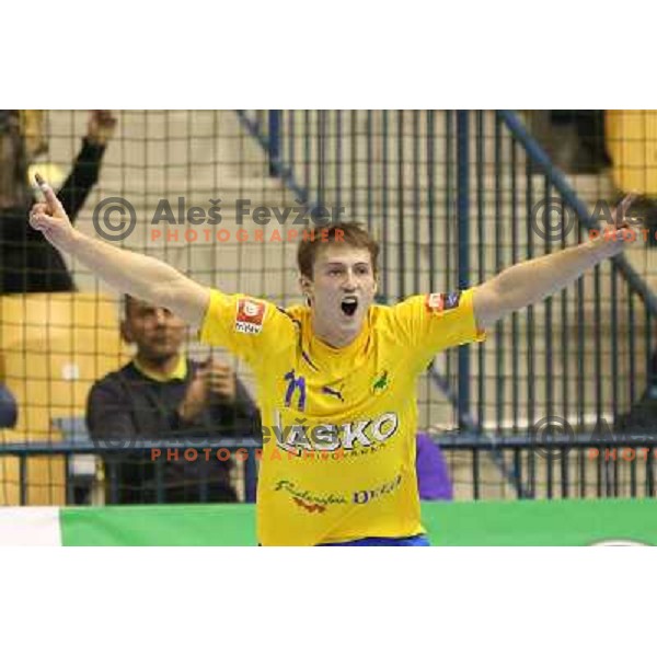 Nikola Ranevski of Celje Pivovarna Lasko in action during handball match RK Celje Pivovarna Lasko-THW Kiel in EHF men\'s Champions league, played in Arena Zlatorog in Celje, Slovenia on November 17, 2012 