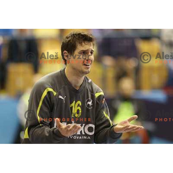 Matevz Skok of Celje Pivovarna Lasko in action during handball match RK Celje Pivovarna Lasko-THW Kiel in EHF men\'s Champions league, played in Arena Zlatorog in Celje, Slovenia on November 17, 2012 