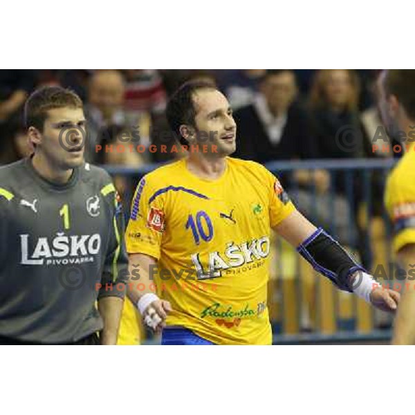 Alem Toskic of Celje Pivovarna Lasko in action during handball match RK Celje Pivovarna Lasko-THW Kiel in EHF men\'s Champions league, played in Arena Zlatorog in Celje, Slovenia on November 17, 2012 