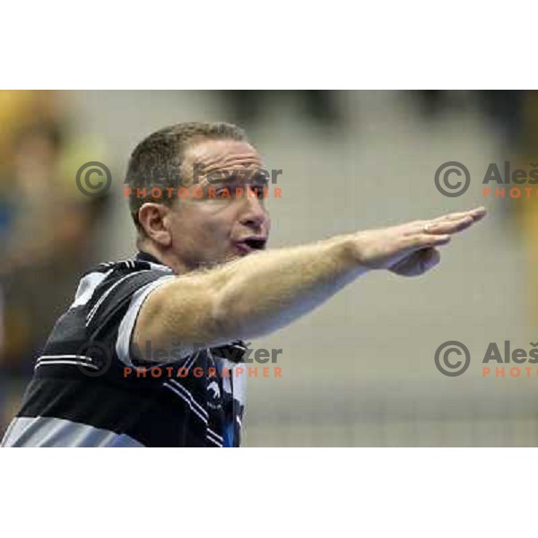 Vladan Matic, head coach of Celje Pivovarna Lasko in action during handball match RK Celje Pivovarna Lasko-THW Kiel in EHF men\'s Champions league, played in Arena Zlatorog in Celje, Slovenia on November 17, 2012 