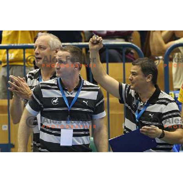 Vladan Matic, head coach of Celje Pivovarna Lasko in action during handball match RK Celje Pivovarna Lasko-THW Kiel in EHF men\'s Champions league, played in Arena Zlatorog in Celje, Slovenia on November 17, 2012 