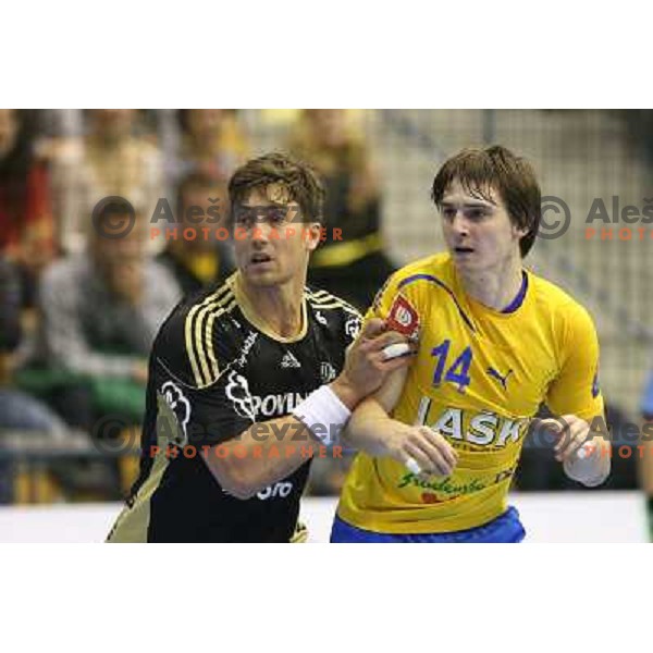 Sebastian Skube of Celje Pivovarna Lasko in action during handball match RK Celje Pivovarna Lasko-THW Kiel in EHF men\'s Champions league, played in Arena Zlatorog in Celje, Slovenia on November 17, 2012 