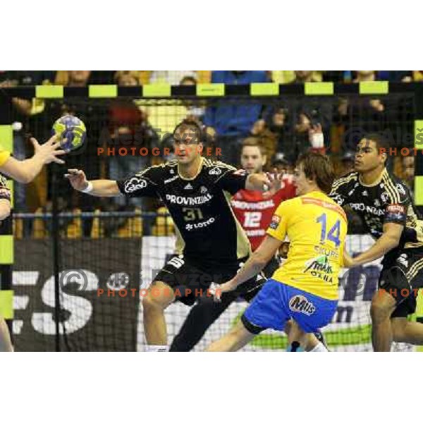 Momir Ilic of THW Kiel in action during handball match RK Celje Pivovarna Lasko-THW Kiel in EHF men\'s Champions league, played in Arena Zlatorog in Celje, Slovenia on November 17, 2012 