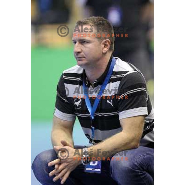Vladan Matic, head coach of Celje Pivovarna Lasko in action during handball match RK Celje Pivovarna Lasko-THW Kiel in EHF men\'s Champions league, played in Arena Zlatorog in Celje, Slovenia on November 17, 2012 