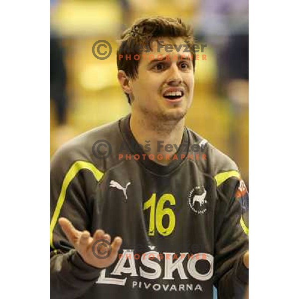 Matevz Skok of Celje Pivovarna Lasko in action during handball match RK Celje Pivovarna Lasko-THW Kiel in EHF men\'s Champions league, played in Arena Zlatorog in Celje, Slovenia on November 17, 2012 
