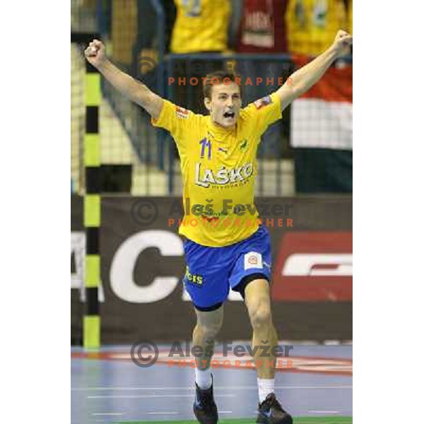 Nikola Ranevski of Celje Pivovarna Lasko in action during handball match RK Celje Pivovarna Lasko-THW Kiel in EHF men\'s Champions league, played in Arena Zlatorog in Celje, Slovenia on November 17, 2012 