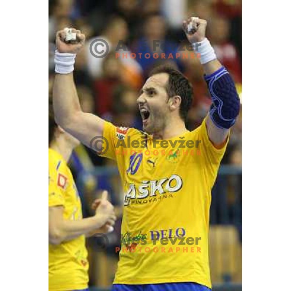 Alem Toskic of Celje Pivovarna Lasko in action during handball match RK Celje Pivovarna Lasko-THW Kiel in EHF men\'s Champions league, played in Arena Zlatorog in Celje, Slovenia on November 17, 2012 