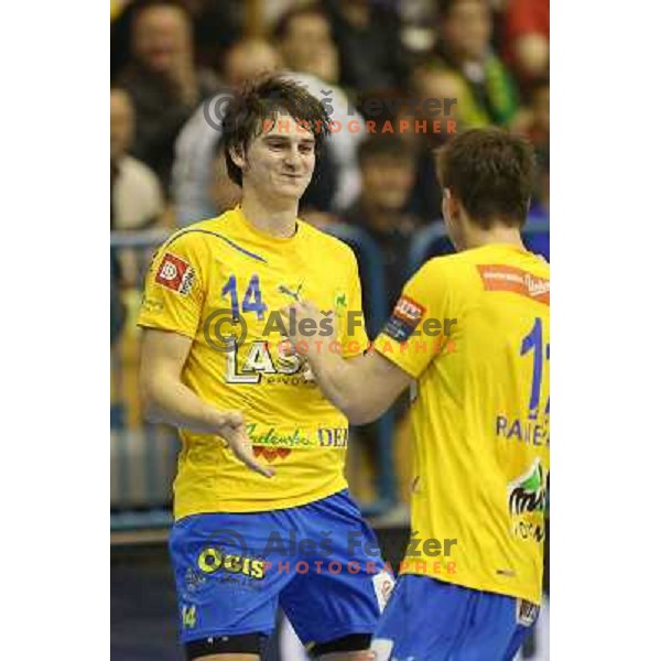 Sebastian Skube of Celje Pivovarna Lasko in action during handball match RK Celje Pivovarna Lasko-THW Kiel in EHF men\'s Champions league, played in Arena Zlatorog in Celje, Slovenia on November 17, 2012 