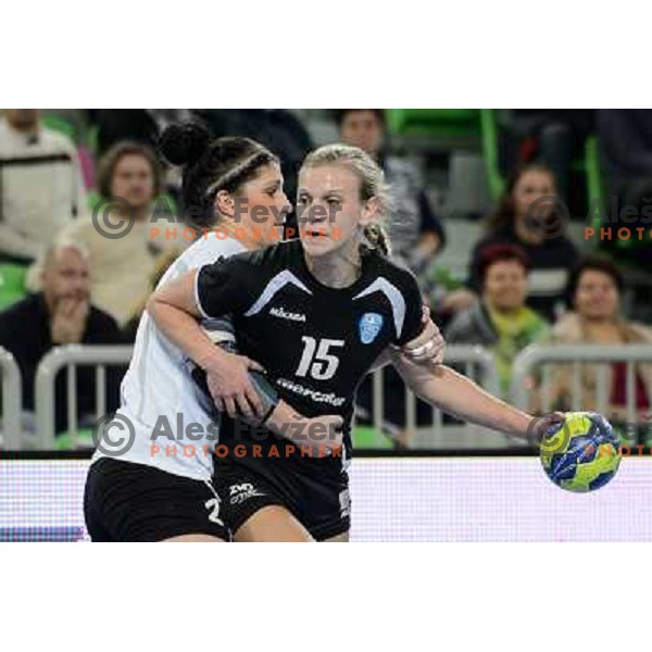 Barbara Lazovic of Krim Mercator in action during handball match Krim Mercator - Podravka in EHF Women\'s Champion league, played in Arena Stozice, Ljubljana, Slovenia on November 18, 2012 
